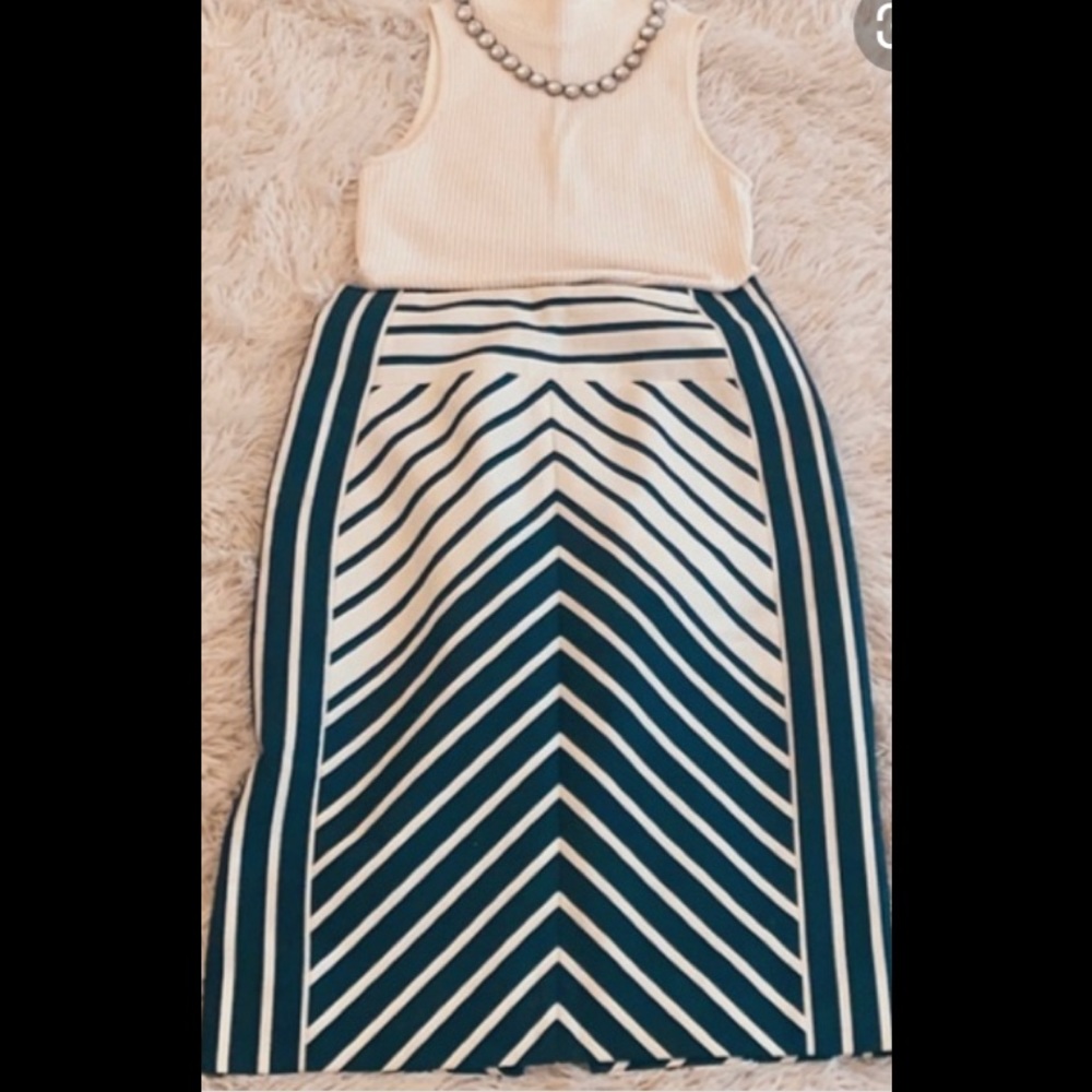 J Crew Navy & Cream Pencil Skirt